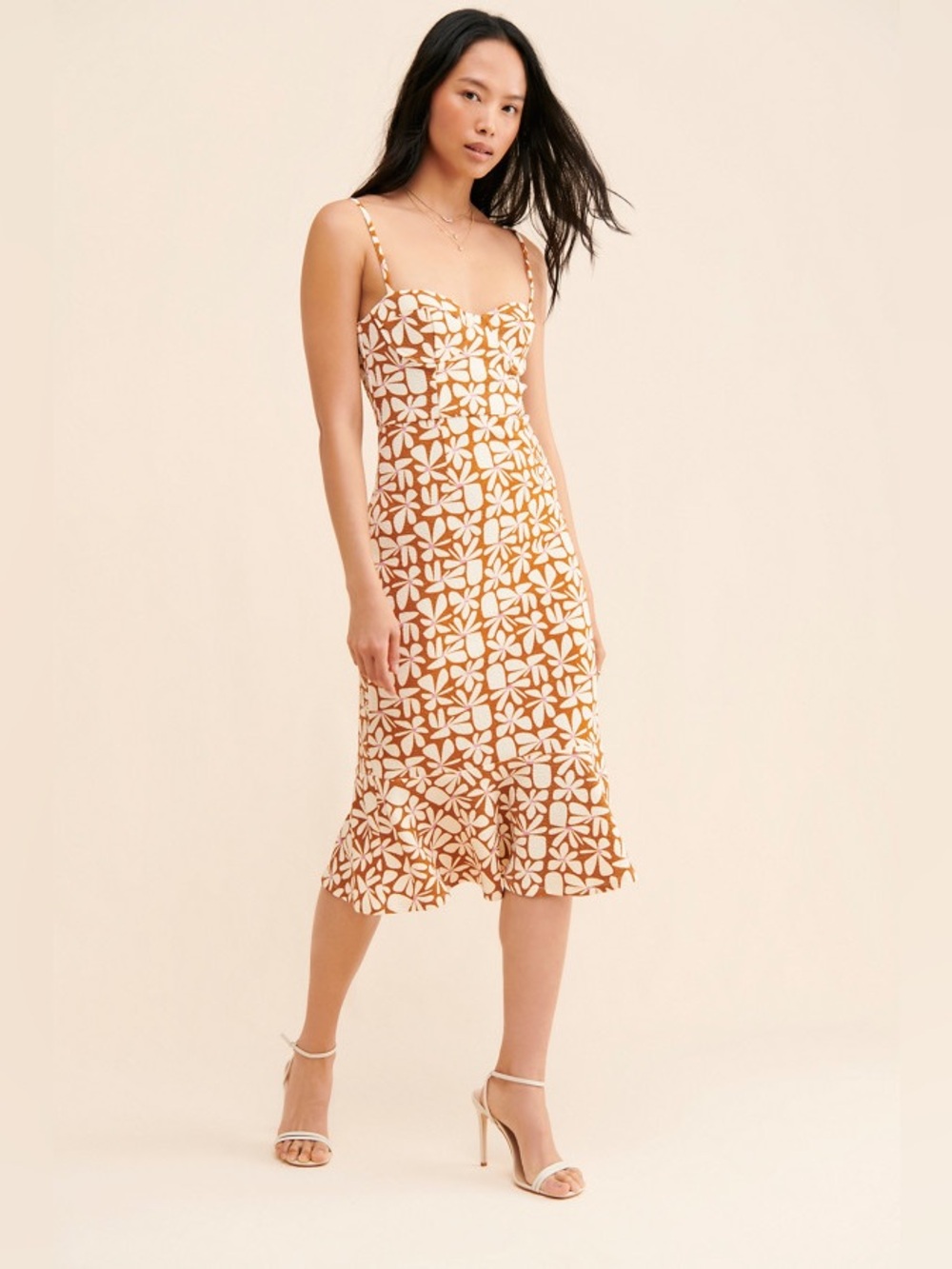 Anthropologie Hutch Floral Slim Ruffle MIDI Dress NWT Sz S MSRP$190